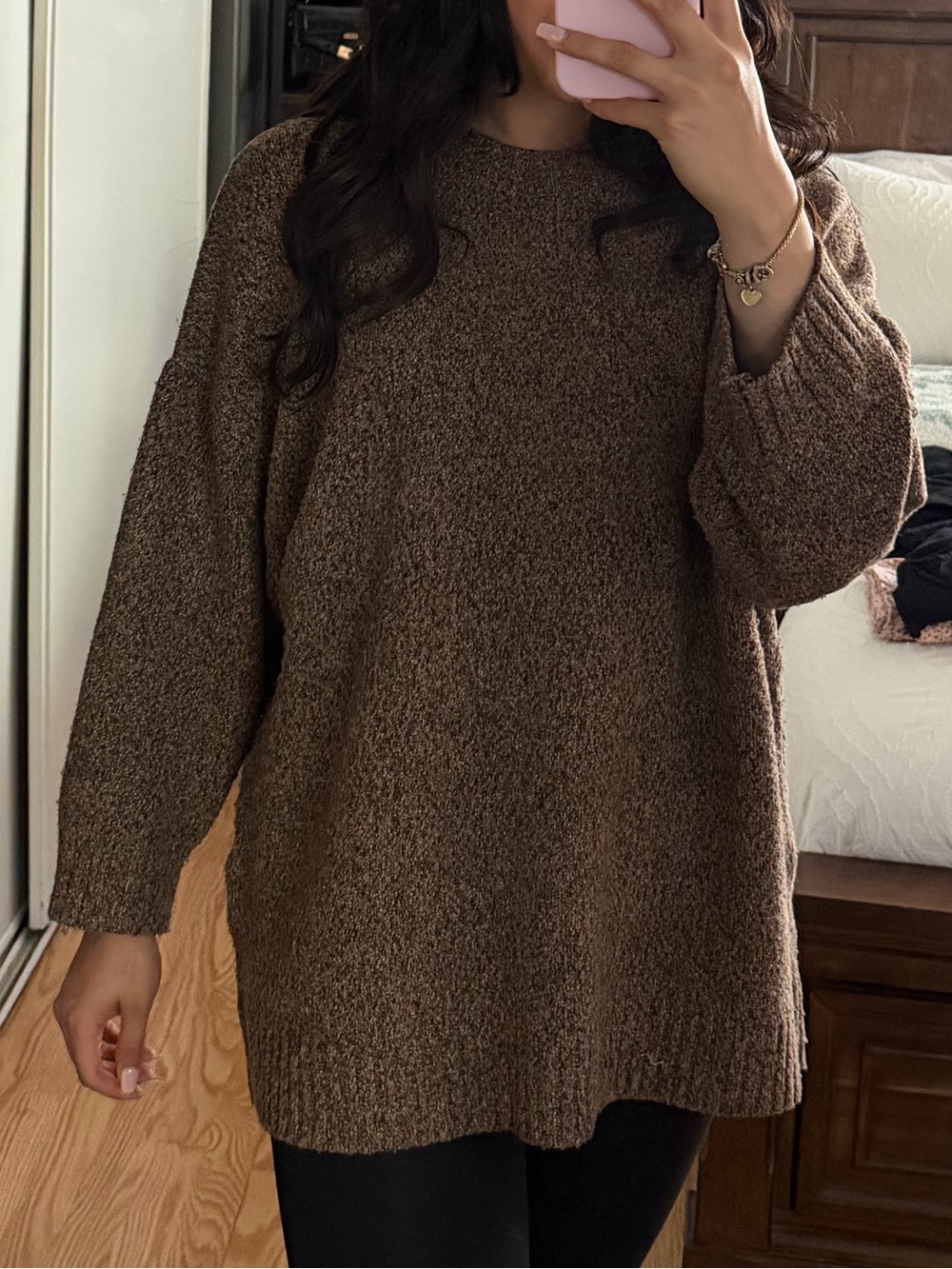 Zara Brown Oversized Crewneck Sweater